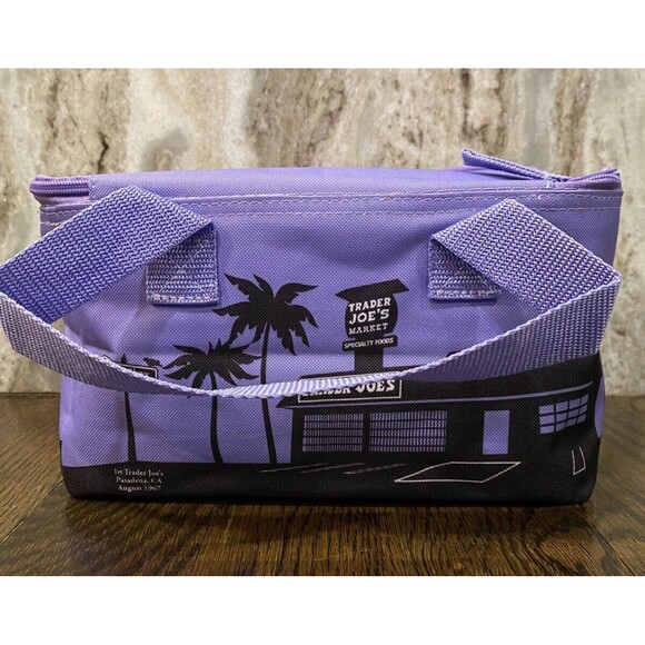 Trader Joe's Bag Mini Insulated Cooler Tote Lunch Bag Lavender Purple NEW - Picture 3 of 10